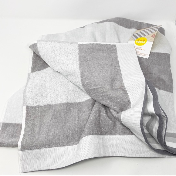 sun squad Bath Sun Squad Beach Towel Graywhite Stripe 72 X 36 In